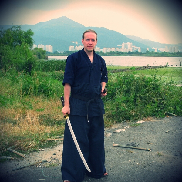 Practicing swordmanship in Korea